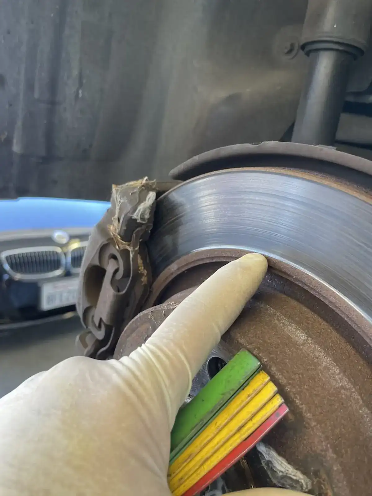 Brake rotor wear inspection at Beacon Auto Care San Mateo